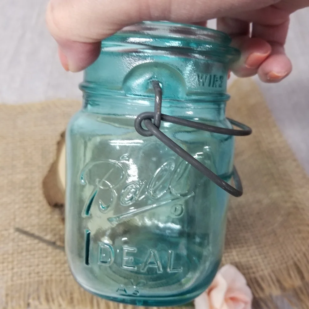 Vintage Bicentennial Ball Ideal Aqua Mason Jar - Picture 3 of 9